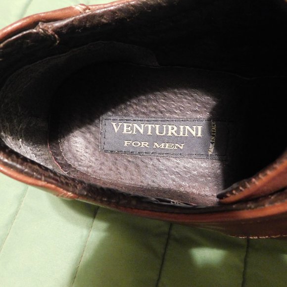 Men's VENTURINI gorgeous & supple Italian leather square toe brown shoes GUC 11 - Picture 10 of 14